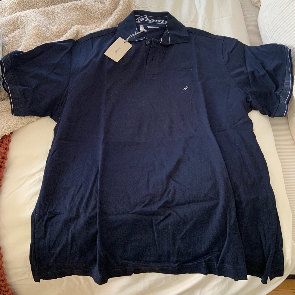 Men’s Navy Blue Brioni Collared Polo